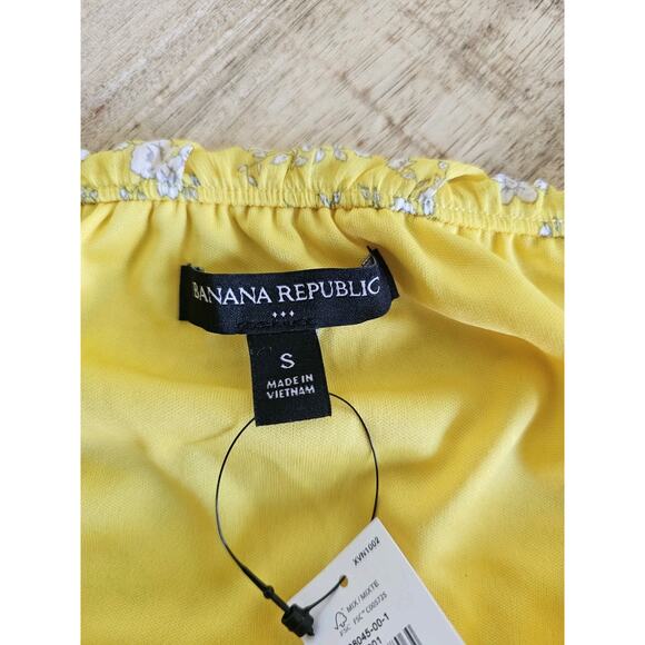 Banana Republic Yellow Floral Balloon Sleeve Blouse Women's Size S NWT - Picture 6 of 10
